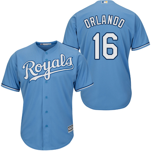 Royals #16 Paulo Orlando Light Blue Cool Base Stitched Youth MLB Jersey - Click Image to Close